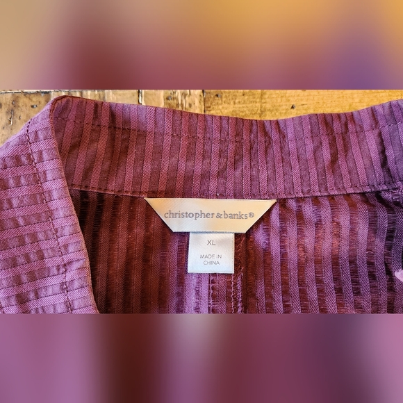 Christopher & Banks Plum Mock Neck Lightweight Jacket Purple Size XL - Picture 7 of 10